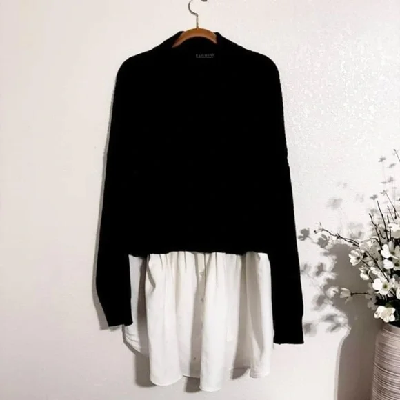 ELOQUII Twofer Skirted Sweater black Sz 26/28 - Picture 4 of 4